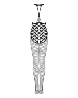 Сітчастий бодістокінг з імітацією боді Obsessive Bodystocking G332 S/M/L, black, з доступом