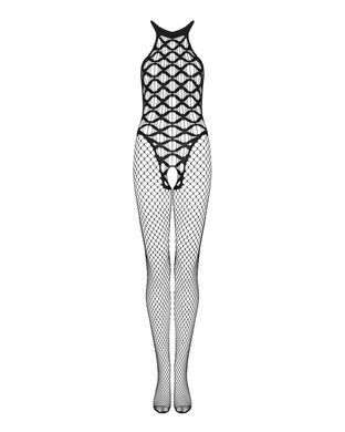 Сітчастий бодістокінг з імітацією боді Obsessive Bodystocking G332 S/M/L, black, з доступом