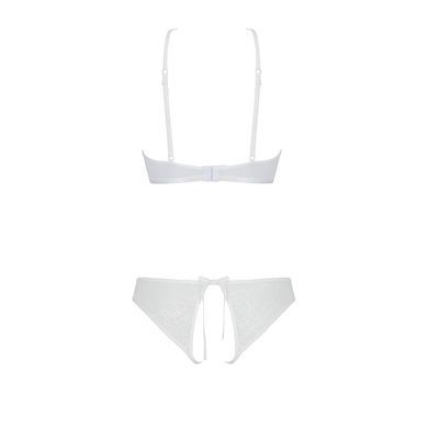 Комплект із бра, трусиків з ажурним декором та відкритим кроком Passion URSULA SET XXL/XXXL, white