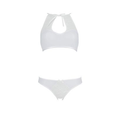 Комплект із бра, трусиків з ажурним декором та відкритим кроком Passion URSULA SET XXL/XXXL, white