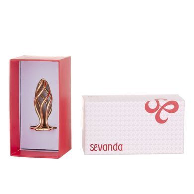 Металлическая анальная пробка LOCKINK SEVANDA Hollow Spiral Golden, M, золотистая, диаметр 3 см