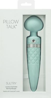 Вібромасажер 2в1 PILLOW TALK - Sultry Teal, класичний масажер і вібратор з ротацією, підігрів