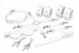 Набор Feral Feelings BDSM Kit 7 White, наручники, поножи, коннектор, маска, паддл, кляп, зажимы
