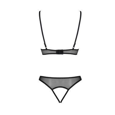 Комплект: бралет з ажурним ліфом та відкритими трусиками Christa Set with Open Bra black L/XL &mdash; Pass