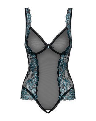 Сітчасте боді на кісточках Obsessive Amanta teddy S/M, чорне, з доступом
