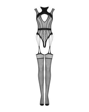 Ажурний бодістокінг з отворами Obsessive Bodystocking G327 black S/M/L, чорний, комбінезон, з доступ