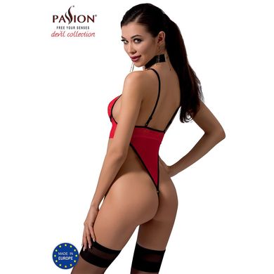 Боди с высоким вырезом бедра AKITA BODY red S/M - Passion Exclusive