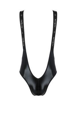 Чоловіче відкрите боді Passion 027 BRUNO S/M Black, під латекс, на шлейках