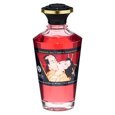 Розігрівальна олія Shunga Aphrodisiac Warming Oil – Sparkling Strawberry Wine (100 мл) без цукру