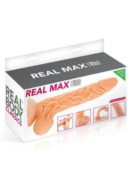 Фалоімітатор із рухомою крайньою плоттю Real Body — Real Max, діаметр 4,3 см, TPE