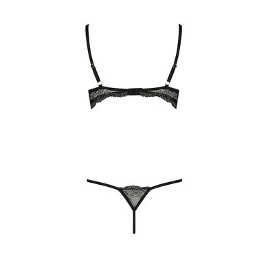 Комплект білизни VALERY SET OpenBra black XXL/XXXL - Passion Exclusive: стрепи: трусики, відкритий л