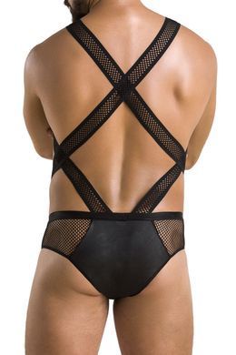 Чоловіче еротичне сітчасте боді Passion 045 VICTOR L/XL Black, екошкіра, сітка