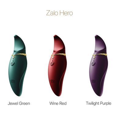 Вібратор 2в1 з язичком Zalo &mdash; Hero Jewel Green, кристал Swarovski