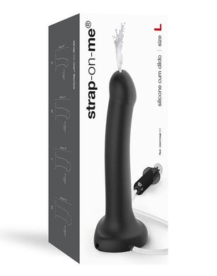 Фалоімітатор, що кінчає Strap-On-Me Dildo Cum Black, діаметр 3,6 см, силікон, насадка для страпону