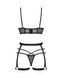 Комплект Obsessive Blomentis 3-pcs set, M/L, м&rsquo;який ліф, стрінги зі стрепами, пояс із гартерами