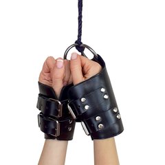 Манжеты для подвеса за руки Kinky Hand Cuffs For Suspension из натуральной кожи, цвет черный