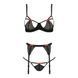 Комплект белья PERDITA SET black S/M - Passion Exclusive: стрэпы: лиф, стринги и пояс для чулок
