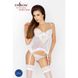 Корсет з пажами JANET CORSET white L/XL - Passion, трусики, напівпрозорий