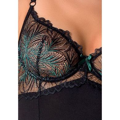 Корсет з пажами FLORIS CORSET black L/XL - Passion Exclusive, трусики