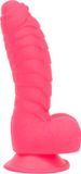 Ребристый фаллоимитатор на присоске ADDICTION &mdash; Tom 7&Prime; Dildo With Balls &mdash; Pink, вибропуля в подарок
