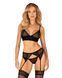 Комплект Obsessive Chemeris 3-pcs set XS/S, стрінги, пояс для панчіх, бюстгальтер