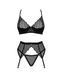Комплект Obsessive Chemeris 3-pcs set XS/S, стрінги, пояс для панчіх, бюстгальтер