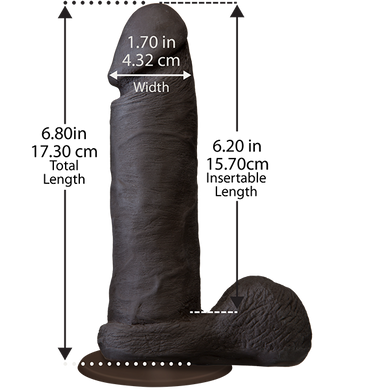 Фалоімітатор Doc Johnson The Realistic Cock 6 inch Black - ULTRASKYN, Vac-U-Lock, діаметр 4,3 см