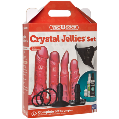 Набор для страпона Doc Johnson Vac-U-Lock Crystal Jellies Set, диаметр 3,8см, 2×4,5см, 5,1см