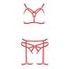 Комплект белья MAGALI SET OpenBra red L/XL - Passion Exclusive: стрэпы: лиф, трусики и пояс