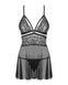 Еротичний мереживний комплект із сіточкою Obsessive 838-BAB-1babydoll & thong black S/M