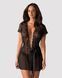 Пеньюар Obsessive Alluria peignoir & thong, S/M, прозорий, з мереживом, пояс, трусики в комплекті