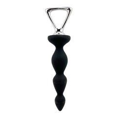 Анальная цепочка Adrien Lastic Arrow II, черная, силиконовая, гибкая, с металлической ручкой, диаметр 3,2 см