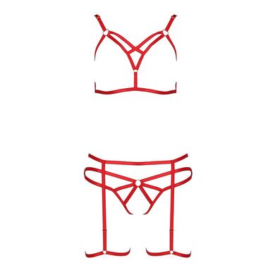 Комплект білизни MAGALI SET OpenBra red XXL/XXXL - Passion Exclusive: стрепи: ліф, трусики і пояс