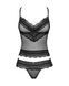 Напівпрозорий набір з прикрасами Obsessive Ivannes top & thong L/XL, чорний, топ та танга