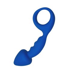 Анальная пробка Adrien Lastic Budy Blue со стимулирующей ножкой, макс. диаметр 2,5см