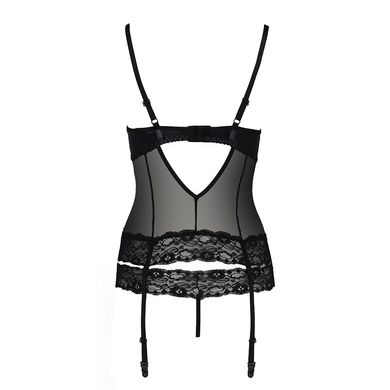 Корсет з відкритими грудьми NORTH CORSET black S/M - Passion Exclusive, пажі, трусики, шнурівка