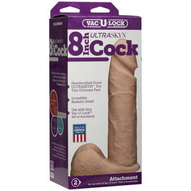 Фалоімітатор Doc Johnson Vac-U-Lock - 8 Inch ULTRASKYN Cock White, діаметр 5,1 см