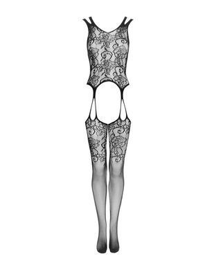 Бодістокінг Obsessive Bodystocking F237 S/M/L, рослинне плетіння, імітація панчіх