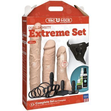 Набір для страпона Doc Johnson Vac-U-Lock Dual Density Extreme Set, діаметр: 7,72 см, 2&times;6,99 см
