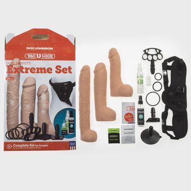 Набір для страпона Doc Johnson Vac-U-Lock Dual Density Extreme Set, діаметр: 7,72 см, 2&times;6,99 см